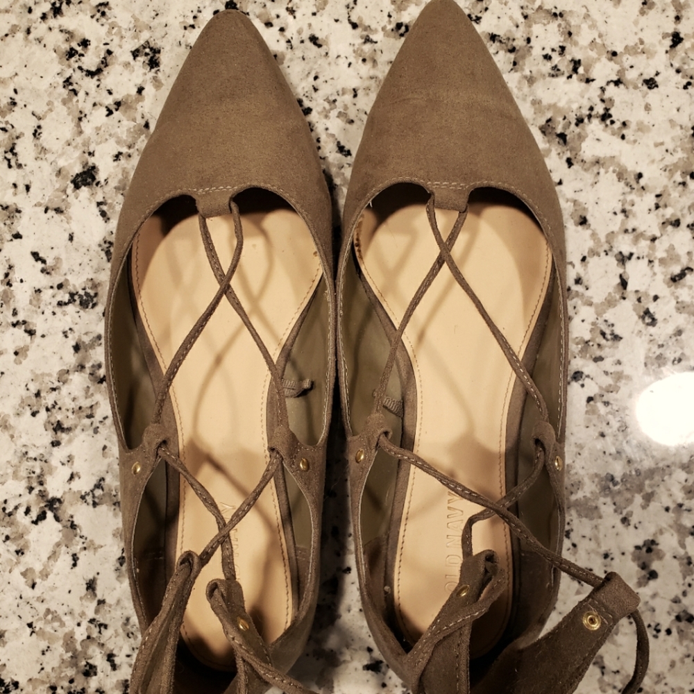Olive Green Pointed Toe Flats